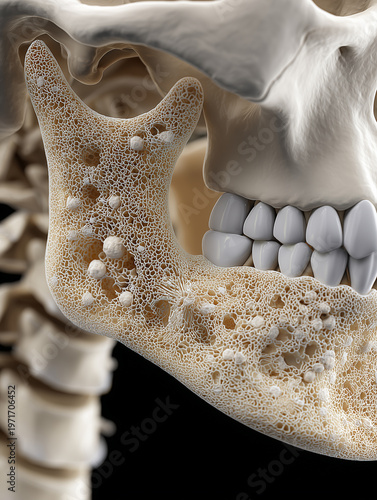 Medical illustration of cavitational osteonecrosis of the jaw