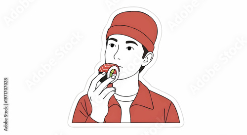 man eating sandwich illustration