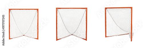 Konstfotografi Professional Lacrosse Goals with Heavy-Duty Orange Steel Frames and Durable Whit