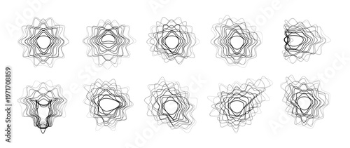 Line round wave icon, concentric linear sound pattern