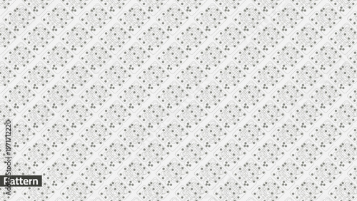 A repetitive patterned design of geometric shapes consisting of circles and equal, overlapping lines on a gray background.