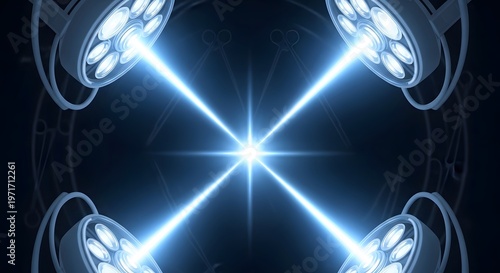 Bright Surgical Lights Crossed Over Center in Operating Room