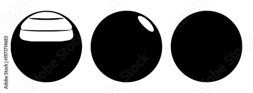 Solid black icon, white background: virtual assistant voice orb set with simple line art design featuring sketches, drawings, vector graphics with minimalist and simple illustrations