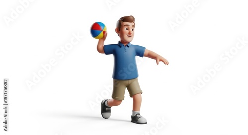 3D Boy Playing with Beach Ball
