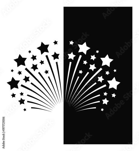 Black and White Starbursts Exploding in a Dynamic Contrast of Light and Dark