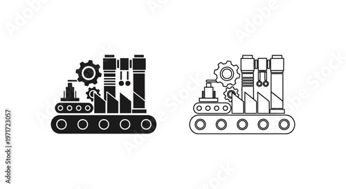 Industrial Robotic Assembly Line Solutions & Automation Systems Vector