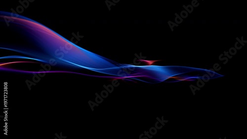 Abstract Colorful Glowing Wave on Black Background, Fluid Light Streaks Motion Animation with Alpha Channel, Seamless Loop 4K resolution