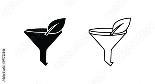Innovative Funnel Designs with Leaf Filters for Marketing Vector