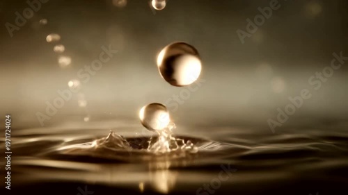 Water splash creating ripples in serene background