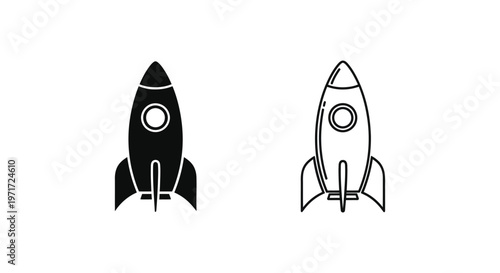 Space Launch Rocket Vector Icons Set - Modern Design Vector