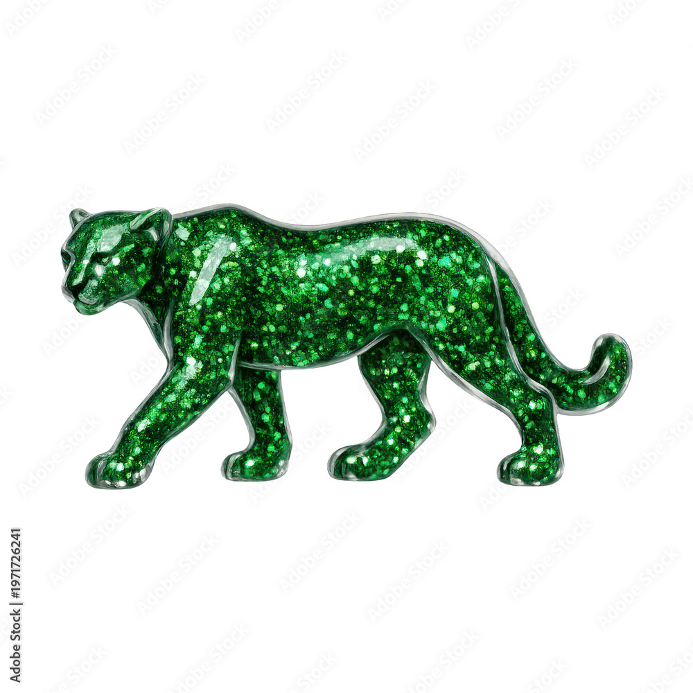 Naklejka premium PNG Glittering green panther figurine