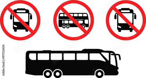 Restricted vehicle types with allowed coach bus illustration Vector