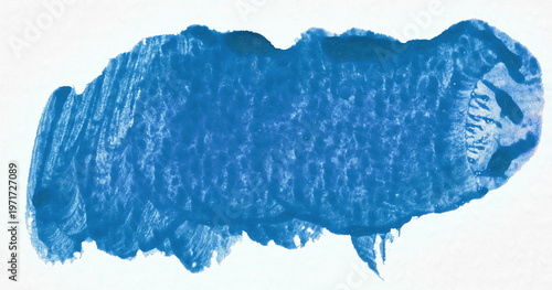 Foto Broad horizontal brushstroke of blue gouache or acrylic, pronounced grainy textu