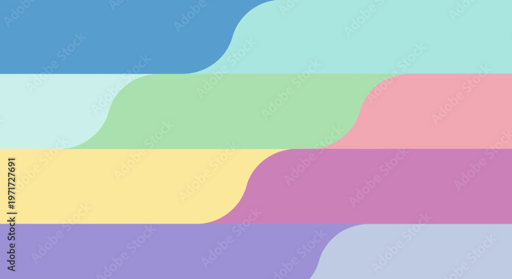 Obraz premium A vibrant, modern abstract background featuring smooth, organic pastel color blocks gently flowing across the frame.