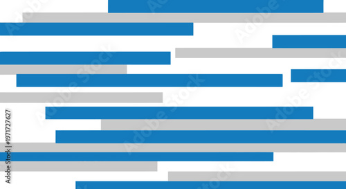 Abstract geometric design with multiple horizontal blue and grey rectangular bars, creating a modern, dynamic, and clean visual pattern.