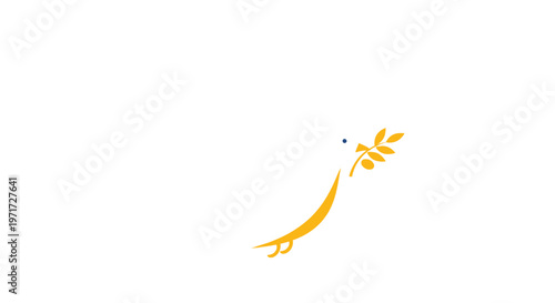 A graceful stylized white dove carrying an olive branch, powerfully symbolizing peace, hope, freedom, and positive global unity.