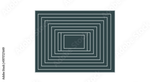 Dark rectangular frames are nested perfectly inside one another to create a hypnotic and symmetrical minimalist pattern of geometric shapes