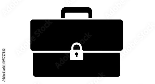 Black Briefcase with Lock Illustration.