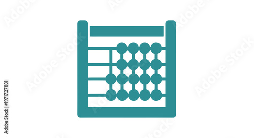 Teal Abacus Icon on White Background.