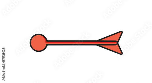 Simple Cartoon Style Red Fishing Hook.