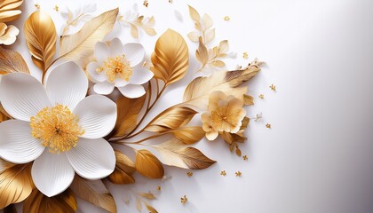 spring flowers on a white background white and gold flowers on a white background background wallpaper banner generated ai photoshop improved