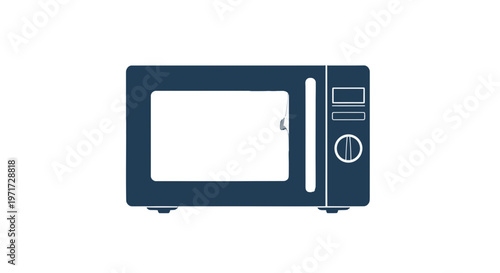Modern Dark Blue Microwave Oven Appliance.