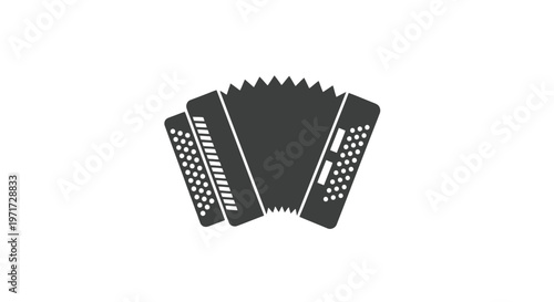 Black Accordion Musical Instrument Illustration.