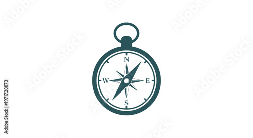 Vintage Style Green Compass Illustration.