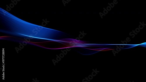 Abstract Colorful Glowing Wave on Black Background, Fluid Light Streaks Motion Animation with Alpha Channel, Seamless Loop 4K resolution
