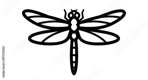 Stylized dragonfly icon with symmetrical wings and a simplistic design.