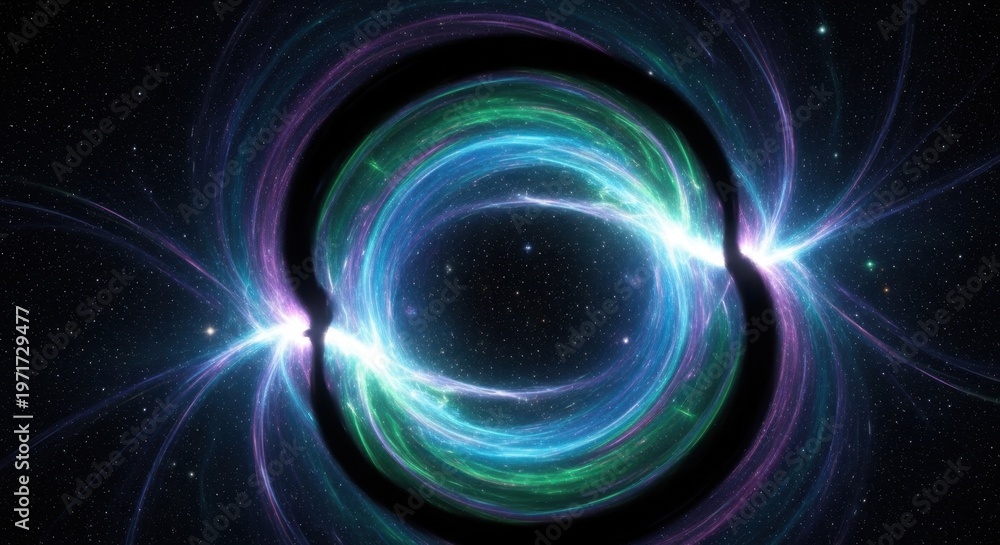 Obraz premium Colorful Cosmic Vortex with Swirling Light Rings in Space