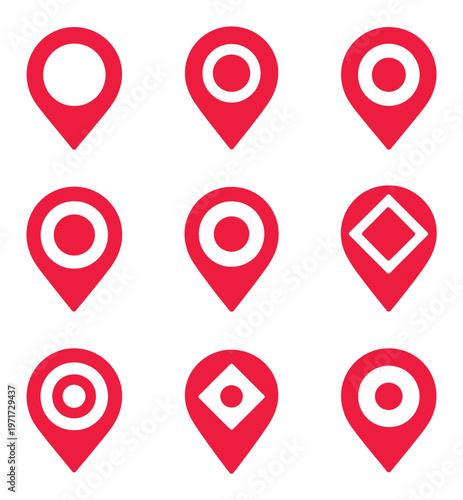Foto Collection of Red Location Pin with Varied Inner