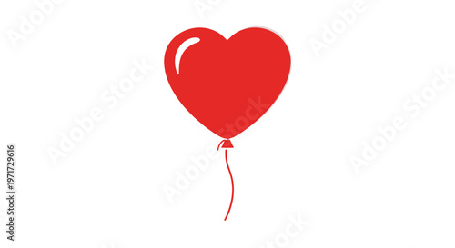 Red Heart Shaped Balloon Isolated.