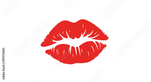 Red Lips Illustration Closeup Female Mouth.