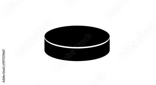 Black Hockey Puck on White Background.