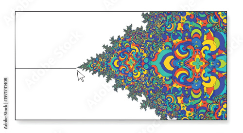 Vibrant fractal design with swirling patterns and colors