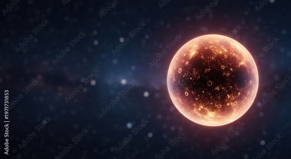 Fototapeta premium Glowing Celestial Planet in Starry Space