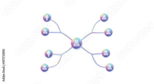 Network connection concept with iridescent nodes and lines