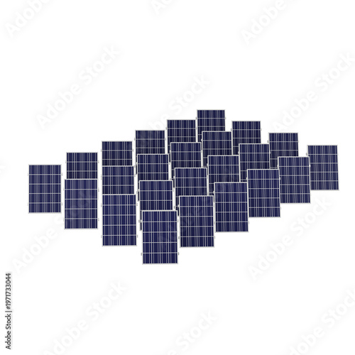 Solar Panel Array: A graphic view of solar panels arranged in a grid formation, representing a sustainable energy source and eco-friendly technology.