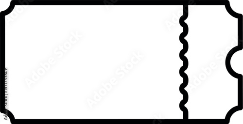 A ticket stub with a perforated edge and decorative corner patterns