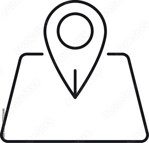 Map pin icon placed on a location marker with a broad base