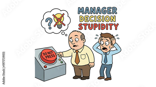 A frustrated businessman reacts to a manager's questionable decision.
