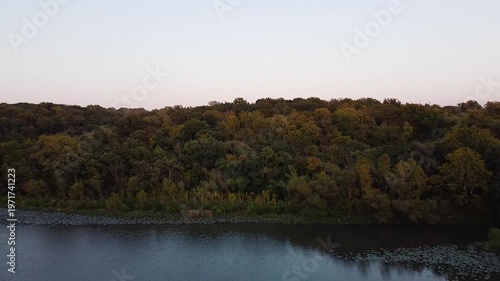 Going across the Wyandotte County Lake at dusk in Kansas City, Kansas