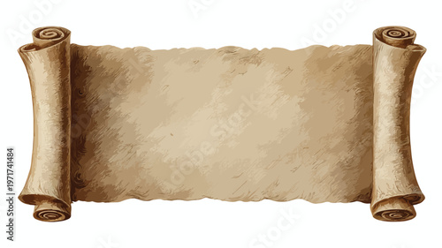 Elegant Old Vintage Parchment Roll Antique Paper Scroll Vector Illustration
