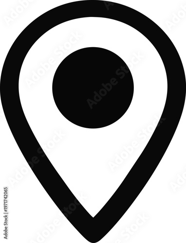 illustration of location pin icon. Clean minimal map marker symbol for navigation, GPS, tracking, destination and geolocation apps. Isolated on white background, modern UI design.