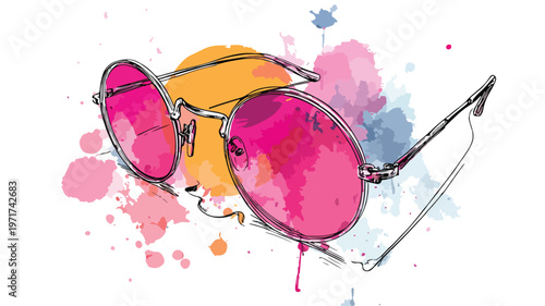 Stylish Fashion Sunglasses on Grunge Background for Trendy Object Style