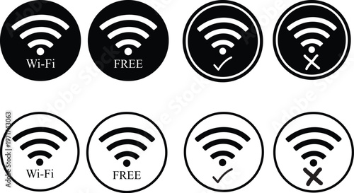 Wifi signal strength icons a collection of black and white illustrations