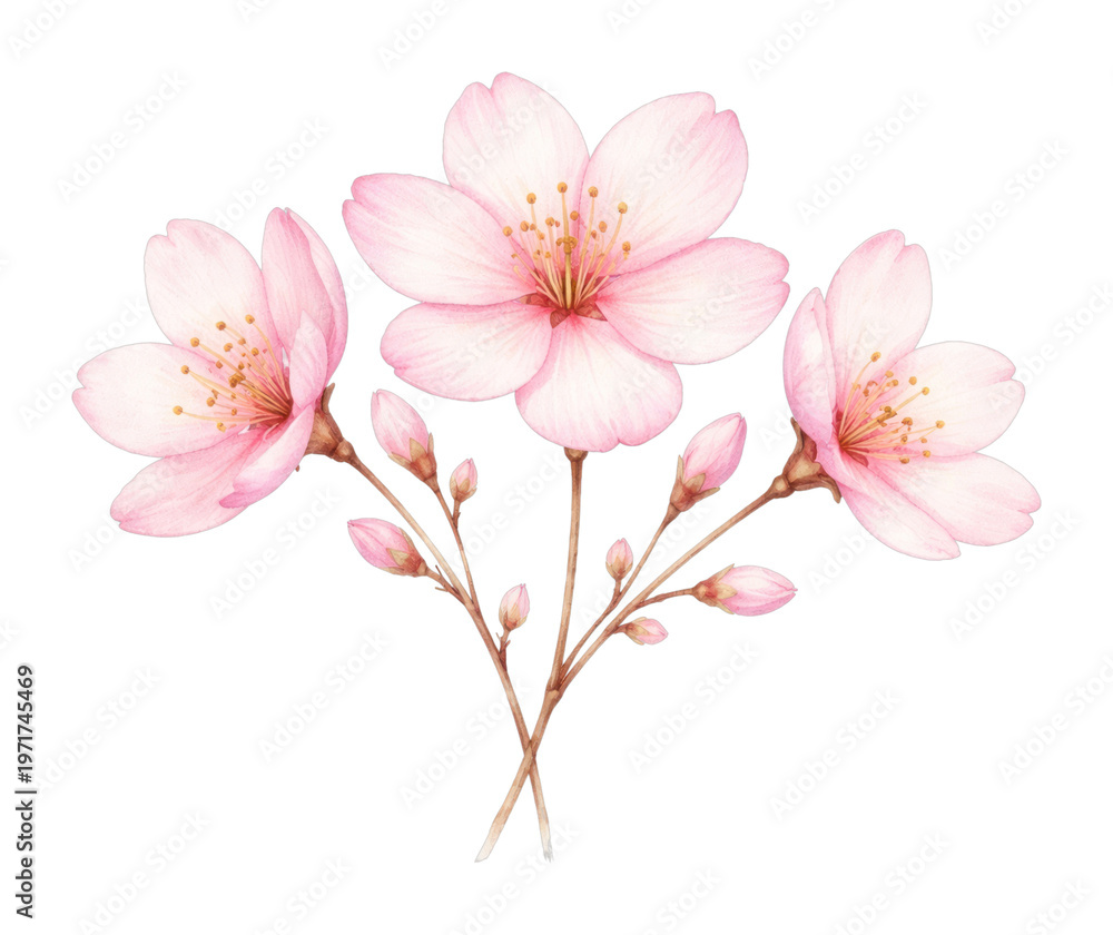 Obraz premium PNG Delicate pink cherry blossom illustration.
