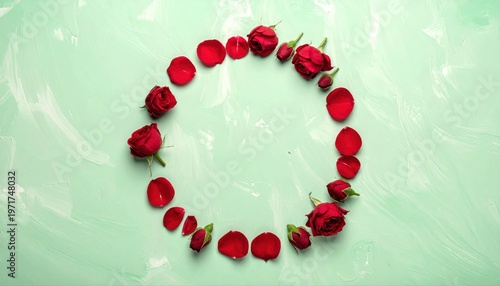 Top view Natural fresh red roses flowers pattern wallpaper.