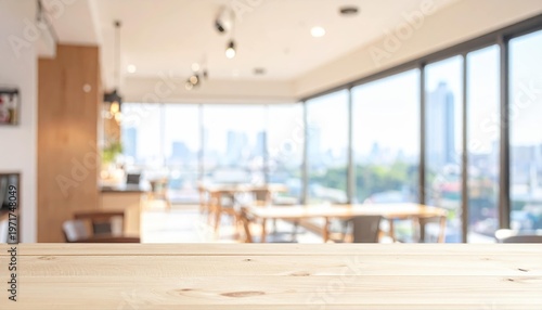 unfocused blurred background of a light aesthetic cafe interior